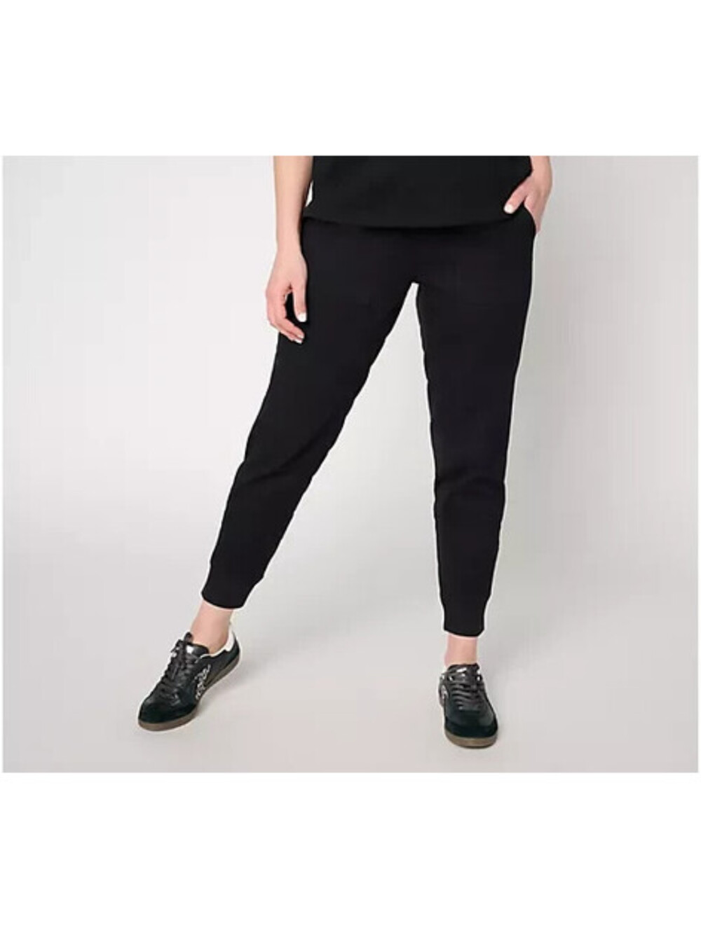 AnyBody Regular Cozy Knit French Terry & Woven Jogger Black, X-Small
